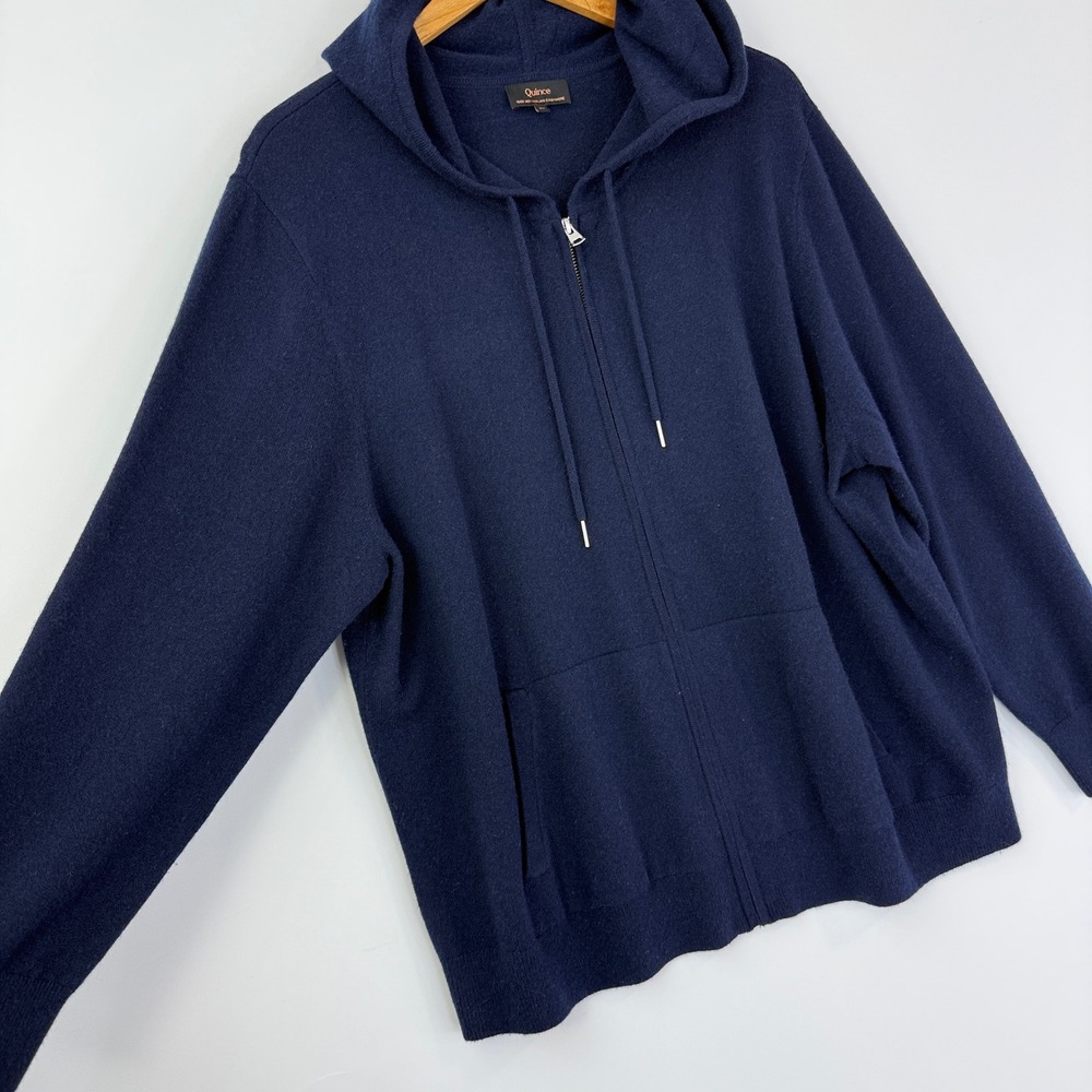 Quince Full-Zip Hoodie Women 2X Navy 100% Mongolian Cashmere LB96267-STIEC01